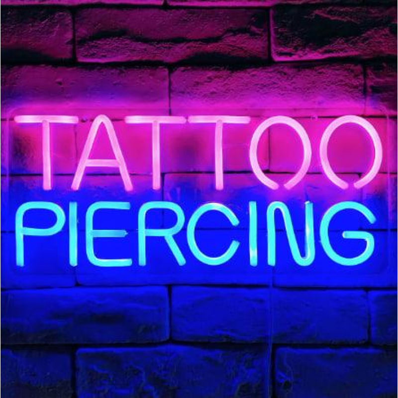 Неонова LED вивіска Tattoo Piercingg для тату, пірсинг салону 40x17,5 см