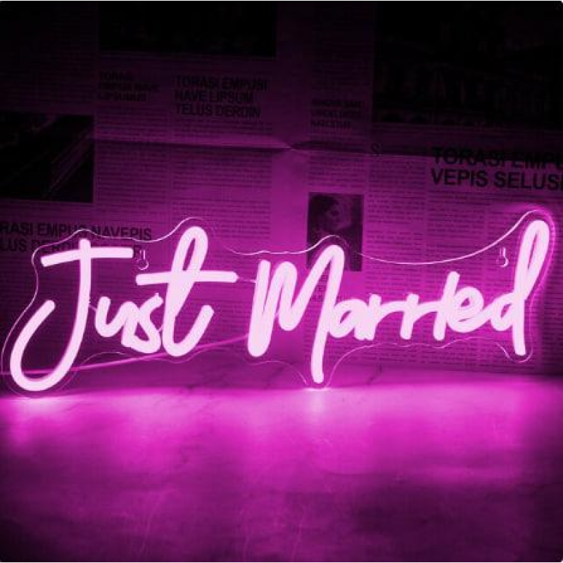 Неонова LED вивіска для Весілля Just Married, 43X14см