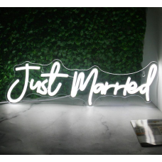 Неонова LED вивіска для Весілля Just Married, 43X14см біла