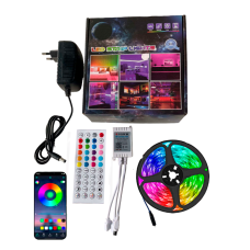 Світлодіодна Led стрічка 15м, Bluetooth, 44 кнопки ,блок живлення 12В, колір RGB 5050, підключення до смартфона, box