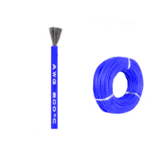 Кабель 24AWG 400M/roll дріт 0.2 мм², мідь , луджений у силіконовій ізоляції 1м, багатожильний, синій