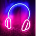 Неонова LED вивіска навушники DJ, для караоке клубу 28 x 27см