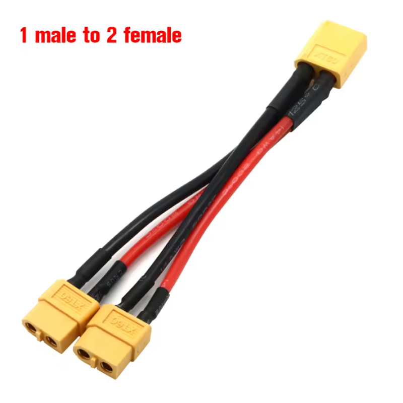 XT60 кабель 1 male to 2 female силіконовий 10см удлинитель 14AWG, переходник XT60 кабель 1 male to 2 female силіконовий 10см удлинитель 14AWG, переходник