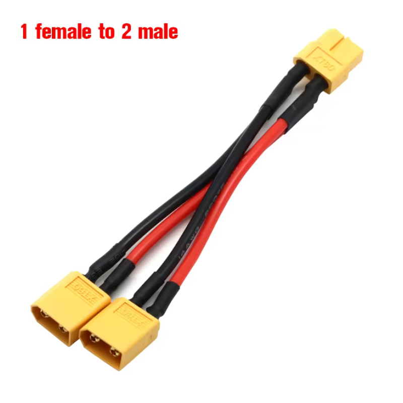 XT60 кабель 1 female to 2 male силіконовий 10см удлинитель 14AWG, переходник XT60 кабель 1 female to 2 male силіконовий 10см удлинитель 14AWG, переходник