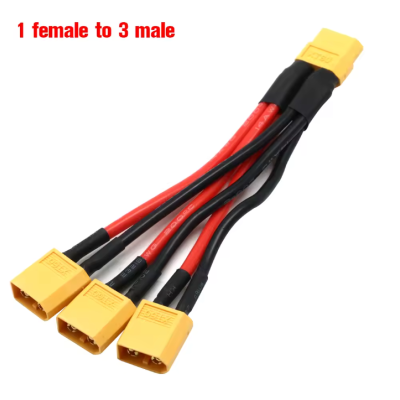 XT60 кабель 1 female to 3 male силіконовий 10см удлинитель 14AWG, переходник XT60 кабель 1 female to 3 male силіконовий 10см удлинитель 14AWG, переходник