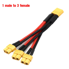 XT60 кабель 1 male to 3 female  силіконовий 10см удлинитель 14AWG, переходник