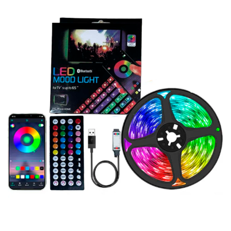 Світлодіодна Led стрічка 10м, Bluetooth, 44 кнопки  USB, колір RGB 5050, підключення до смартфона, box