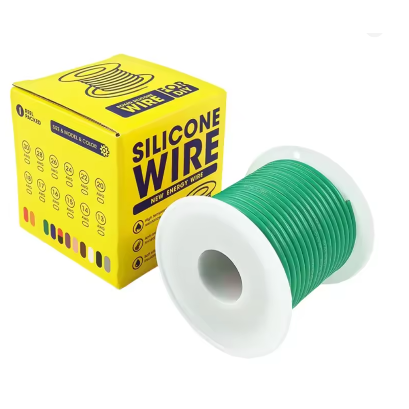 Кабель 20AWG дріт 0.5 мм², 30м мідь , луджений у силіконовій ізоляції, , багатожильний зелений