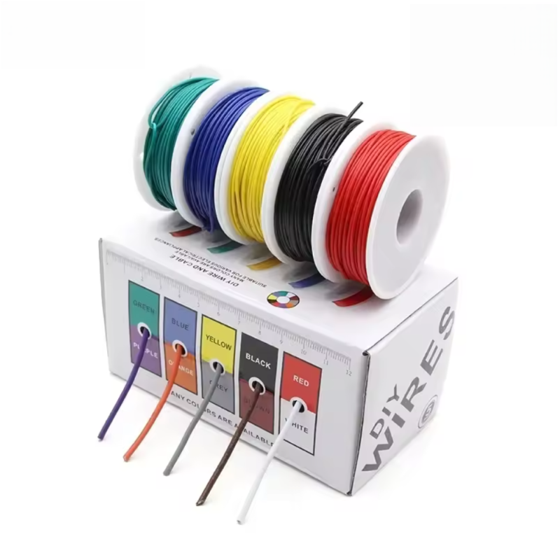 Кабель 24AWG 5 кольорів по 10 м дріт 0.2 мм², мідь , луджений у силіконовій ізоляції, багатожильний