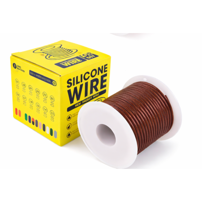 Кабель 26AWG 50m провод 0.15 мм², медь , луженый в силиконовой изоляции,  многожильный, Коричневый